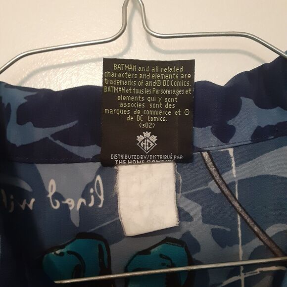 Vtg Batman Mens S Blue AOP Button Up Shirt Dc Comics Warner Bros - Picture 4 of 11